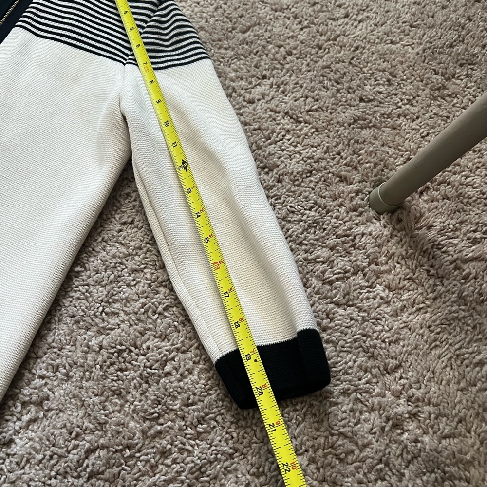 Talbots French black and white line cardigan usa Medium petite - Picture 9 of 12